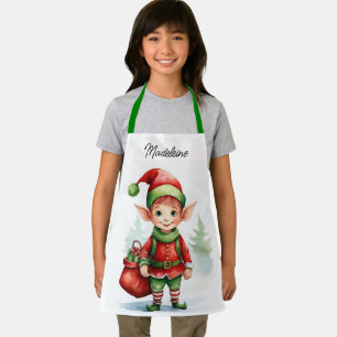 Persönliche Bezeichnung Weihnachtself mit Sack von Schürze