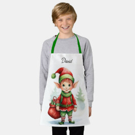 Persönliche Bezeichnung Weihnachtself mit Sack von Schürze