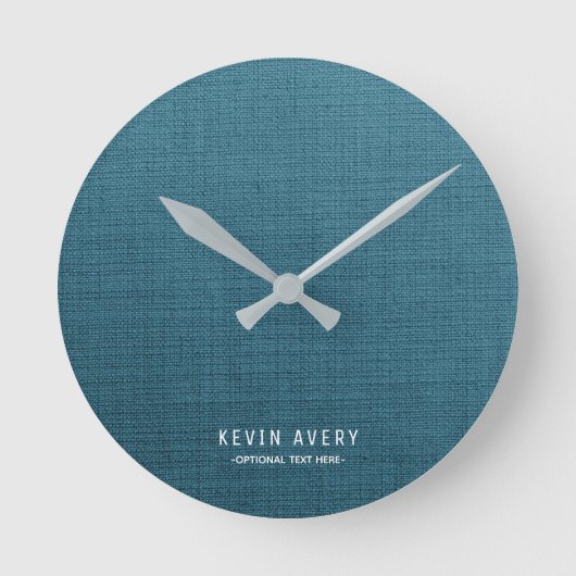 Persönliche blaue Linentextur Runde Wanduhr (Vorderseite)
