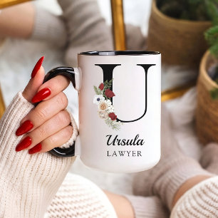 Persönliche Blumenschrift-Tasse als Geschenk für J Tasse