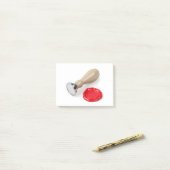 Persönliche Briefmarke und Siegel mit rotem Wachs Post-it Klebezettel (Auf Schreibtisch)