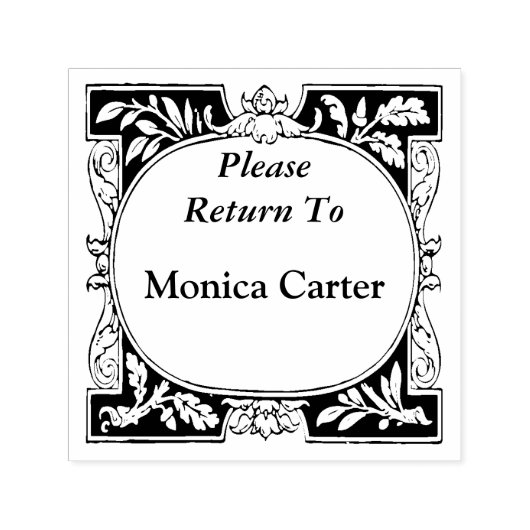 Persönliche Buchrückgabe mit schönem Border Permastempel (Design)