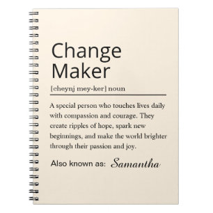 Persönliche Change Maker-Definition Notizblock