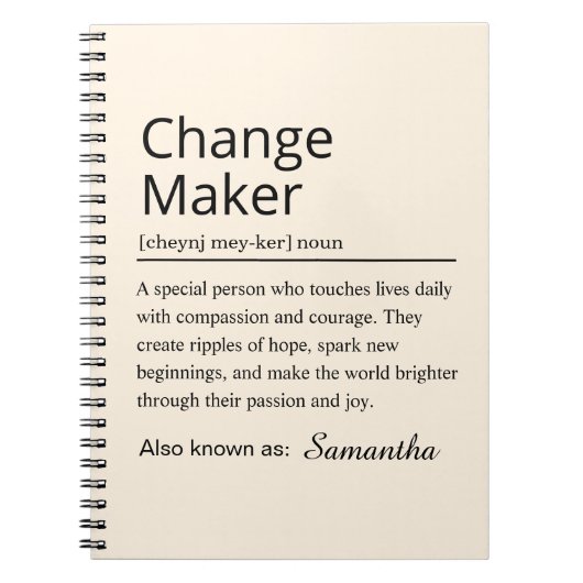Persönliche Change Maker-Definition Notizblock (Vorderseite)