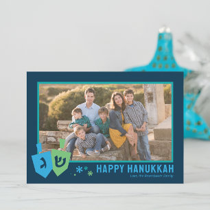 Persönliche Chanukka-Dreidel-Party-Grußkarte Feiertagskarte