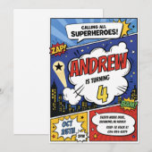 Persönliche Comic-Superhelden-Geburtstag Einladung (Vorne/Hinten)