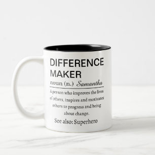 Persönliche Definition eines Unterschiedmachens Zweifarbige Tasse