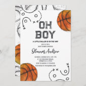 Persönliche digitale Basketball-Baby-Dusche Einlad Einladung (Vorne/Hinten)