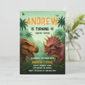Persönliche Dinosaurier Geburtstagsparty Einladung (Stehend Vorderseite)
