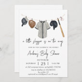 Persönliche einfache Baseball Baby Dusche Aquarell Einladung (Vorne/Hinten)