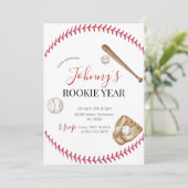 Persönliche einfache Baseball-Geburtstagsparty Einladung (Stehend Vorderseite)