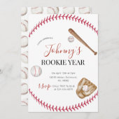 Persönliche einfache Baseball-Geburtstagsparty Einladung (Vorne/Hinten)