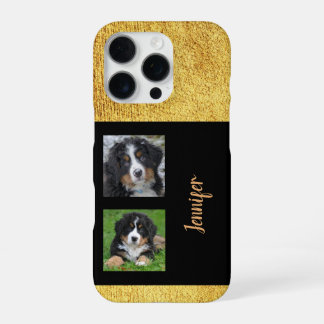 Persönliche elegante glitzernde gold-schwarze Foto iPhone 16 Pro Hülle