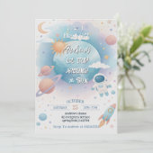 Persönliche erste Reise rund um die Sonne Geburtst Einladung (Stehend Vorderseite)