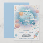 Persönliche erste Reise rund um die Sonne Geburtst Einladung (Vorne/Hinten)