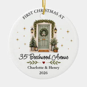 Persönliche erste Weihnachten neue Heimatadresse Keramik Ornament