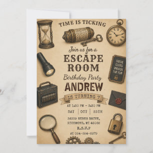 Persönliche Escape Room Geburtstagsfeier Einladung