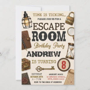 Persönliche Escape Room Geburtstagsfeier für Kinde Einladung