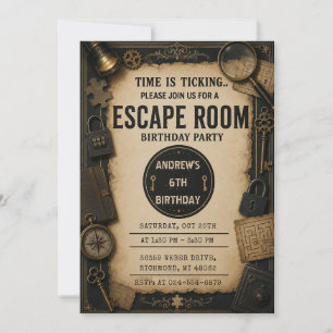 Persönliche Escape-Room-Party-Geburtstagsfeier Einladung