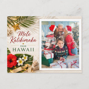 Persönliche Familienfoto-Weihnachtskarte Mele Kali Feiertagspostkarte