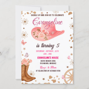 Persönliche Farbe Rosa Cowgirl Western Geburtstag Einladung
