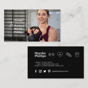 Persönliche Fitness Moderner Trainer Trendy Foto Visitenkarte