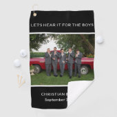 Persönliche Foto-Hochzeitsfeier BLACK anpassen Golfhandtuch (Insitu)