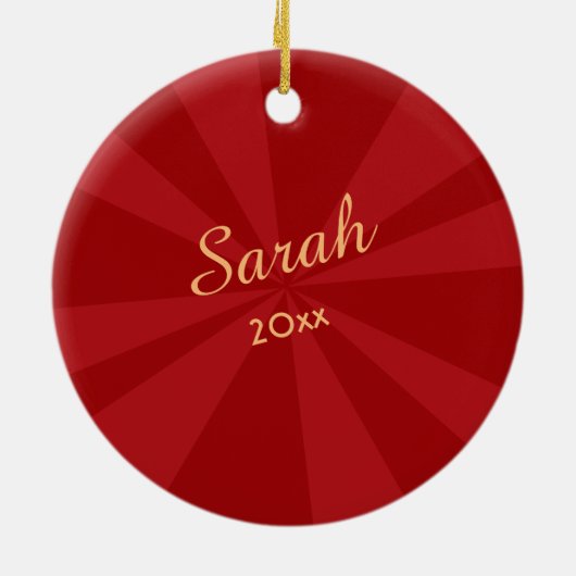 Persönliche Foto-und Gewohnheits-Text-Rot-Strahlen Keramik Ornament (Hinten)