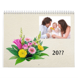 Persönliche Fotos mit kleinem Rahmen und Blumen Kalender