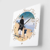 Persönliche Fotouhr mit benutzerdefiniertem Text Quadratische Wanduhr (Winkel)