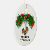 Persönliche frohe Weihnachtsfeier Keramik Ornament (Rechts)