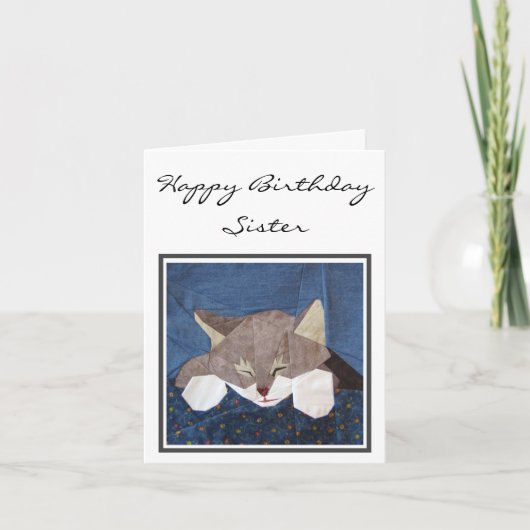 Persönliche Geburtskarte - Schlafkätzchen Karte (Vorderseite)