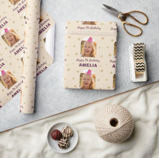 Persönliche Geburtstags-Geschenkverpackung mit Fot Geschenkpapier (Kunsthandwerk)