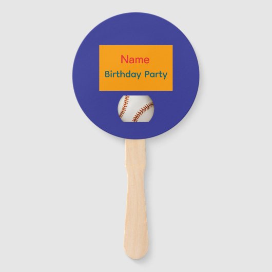 Persönliche Geburtstagsfeier Baseball Blau Fächer (Vorderseite)
