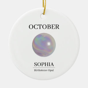 Persönliche Geburtstagskarte Oktober Opal Keramik Ornament