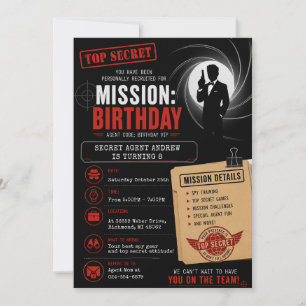 Persönliche geheime Spionagemission Geburtstag Einladung