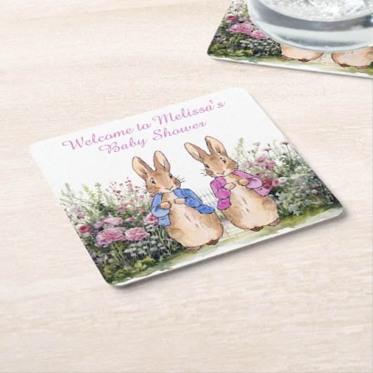 Persönliche Gestaltung der Peter- und Flopsy-Babyd Rechteckiger Pappuntersetzer (angewinkelt)