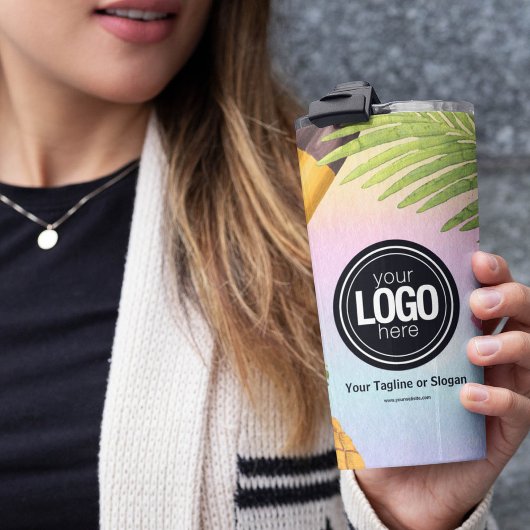 Persönliche Gestaltung des Logo-Aquarelleis Thermosbecher