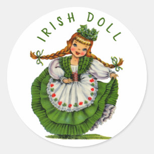 Persönliche Gestaltung des Retro Irish Doll Logos  Runder Aufkleber
