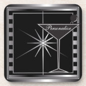 Persönliche Gestaltung eines eleganten Silbercockt Untersetzer (Vorderseite)