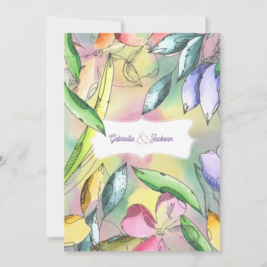 Persönliche Gestaltung Schöne Aquarellfarben Außen Einladung (Rückseite)