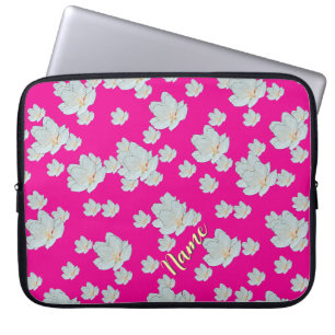 Persönliche Gestaltung von Blüten auf Hot Pink Laptopschutzhülle
