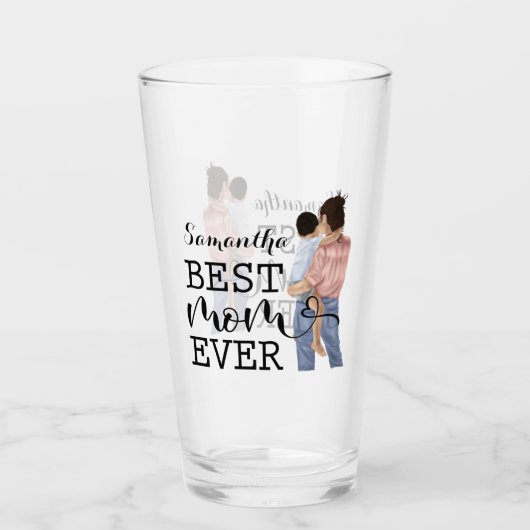 Persönliche Gestaltung von Mutter und Sohn | Gelb Glas (Vorderseite)