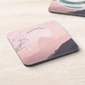 Persönliche Gestaltung von Surreal Pink Landschaft Getränkeuntersetzer (Linke Seite)