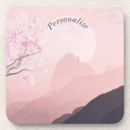 Persönliche Gestaltung von Surreal Pink Landschaft Getränkeuntersetzer (Vorderseite)