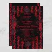 Persönliche Gotik, Schwarz und rote Rosen Einladung (Vorne/Hinten)