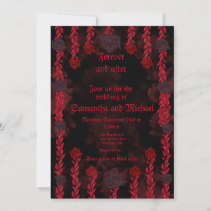 Persönliche Gotik, Schwarz und rote Rosen Einladung
