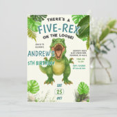 Persönliche grüne Dinosaurier Geburtstagsfeier für Einladung (Stehend Vorderseite)