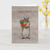 Persönliche Grüße Eichhörnchen mit Blume Karte (Gelbe Blume)