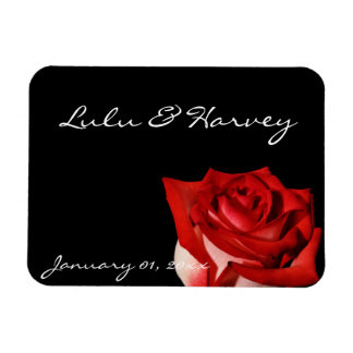 Persönliche Hochzeit in Rot und Weiß-Rose Magnet